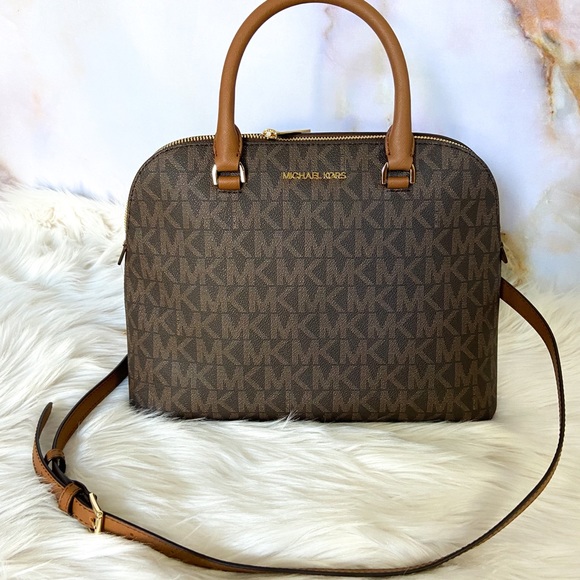 Michael Kors CINDY Large Dome Satchel in BROWN - Picture 1 of 8